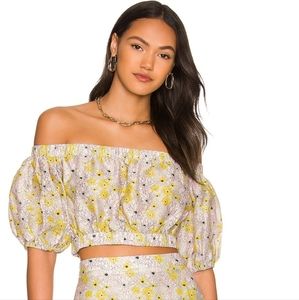 NWT MINKPINK Mitta Mitta Top, Size XSmall, Color Beige Floral